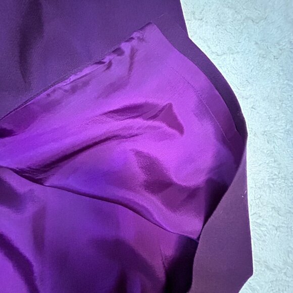 Vintage Boston Traveler Women 100% Pure Wool A-Line Career Midi Skirt Purple USA - Picture 9 of 9